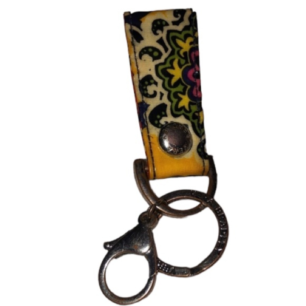 Vera Bradley colorful keychain with clip and snap strap